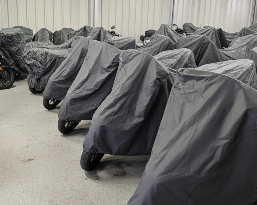 Motorradlager Halle Gesamtansicht